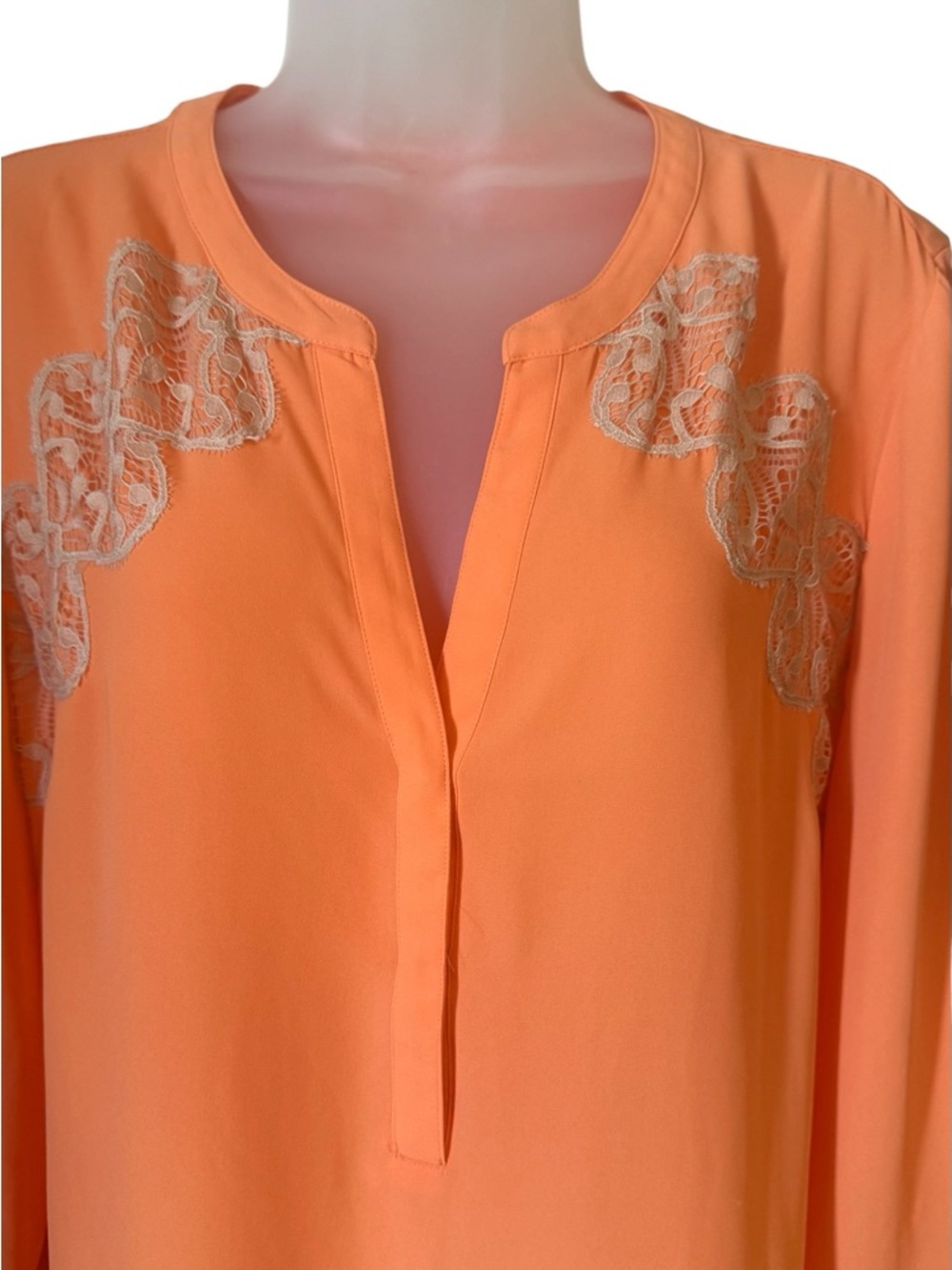 GORGEOUS Chico's Split-Neck Top with Lace Detail    MEDIUM/LARGE    #13 - Picture 2 of 9